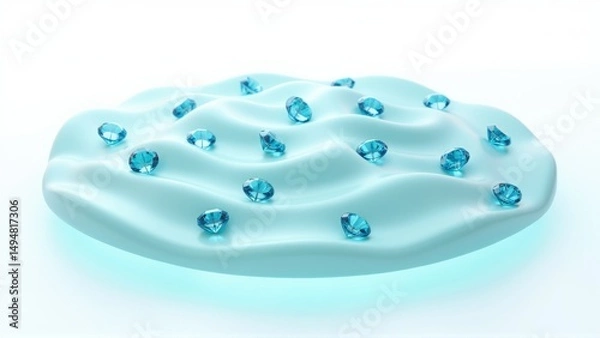 Fototapeta Ethereal round table design with translucent turquoise surface digital art