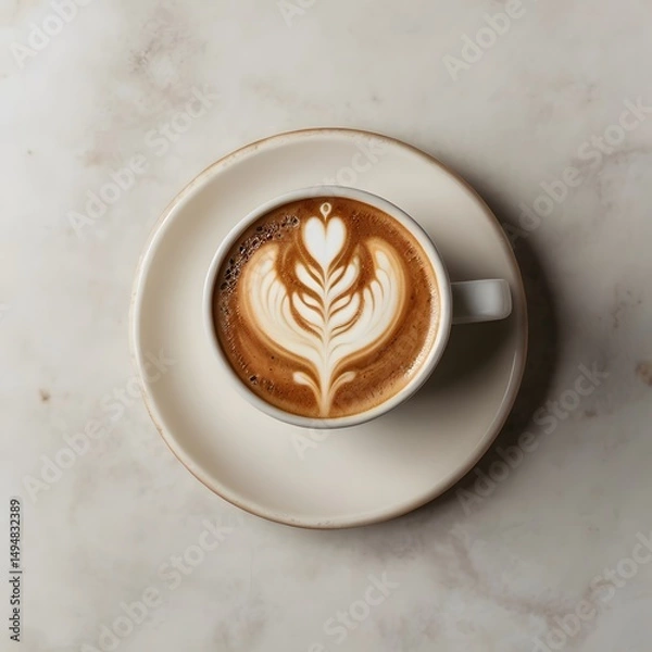 Fototapeta Cup of coffee with latte art