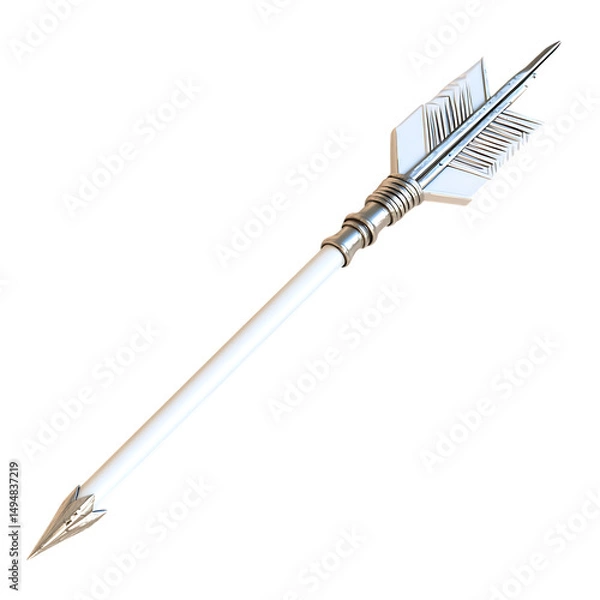 Fototapeta Sleek Arrow with Modern Accents in Pearlescent White Isolated on Transparent Background