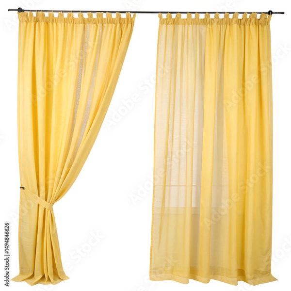 Obraz Yellow curtains isolated on white background
