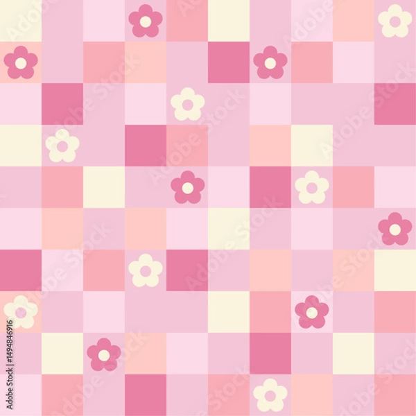 Obraz Abstract seamless pattern. Retro checkered pink background. Vector texture for print, textile, fabric.