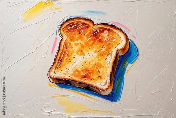 Fototapeta Toasted bread piece, sketch, AI Generated