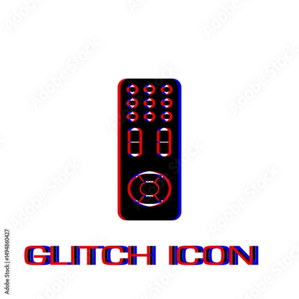 Fototapeta Remote control icon flat. Simple pictogram - Glitch effect. Vector illustration symbol