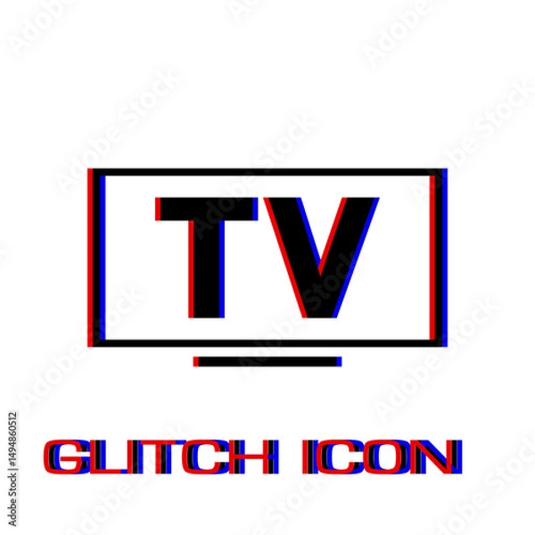 Obraz TV icon flat. Simple pictogram - Glitch effect. Vector illustration symbol