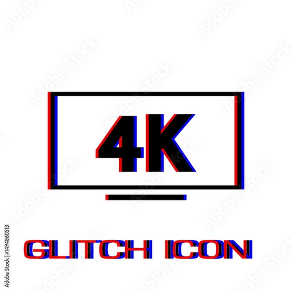 Obraz LCD 4k icon flat. Simple pictogram - Glitch effect. Vector illustration symbol
