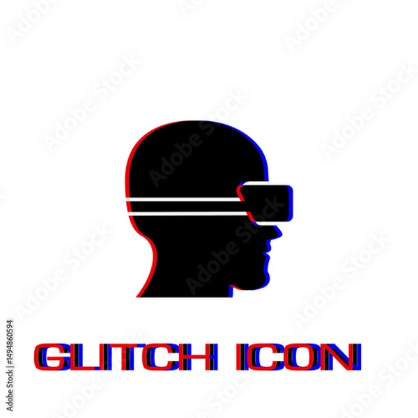 Obraz VR icon flat. Simple pictogram - Glitch effect. Vector illustration symbol