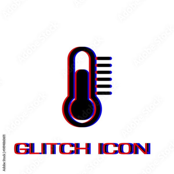 Fototapeta Thermometer icon flat. Simple pictogram - Glitch effect. Vector illustration symbol