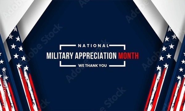 Fototapeta National military appreciation month concept design with US flag	