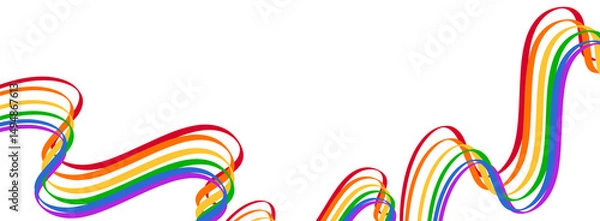 Fototapeta Colorful rainbow wave LGBT pride month background decoration border design 