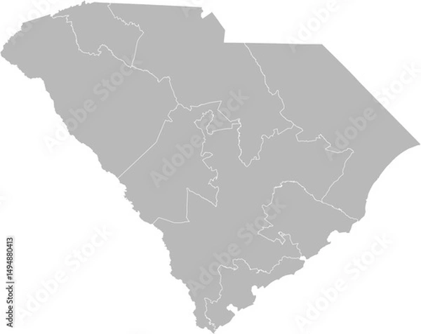 Fototapeta South Carolina congressional districts vector map (Web Mercator projection, PPT-compatible & fully editable)