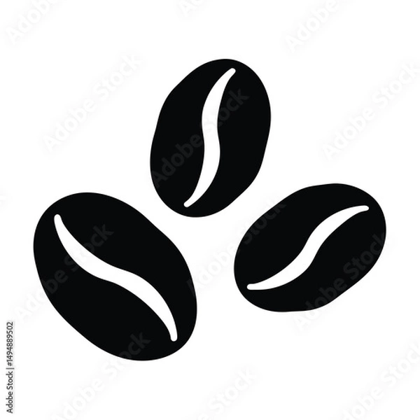 Fototapeta Three coffee beans in black and white simple elegant design style