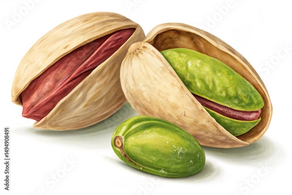 Obraz pistachio nuts on white background