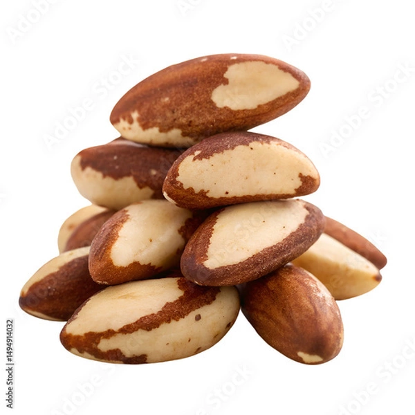 Fototapeta Pile of brazil nuts isolated on transparent background