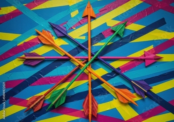 Obraz Multiple Arrows Crossing Over Each Other on Colored Tape