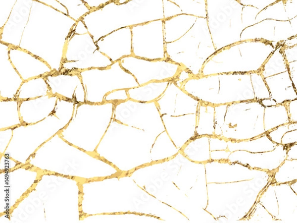Fototapeta Elegant white marble texture with gold cracks in luxurious abstract style. Perfect for backgrounds, packaging, branding, invitations, interior design, and digital products. Vector