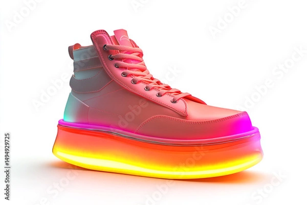 Fototapeta 3D Sneaker Boutique with Futuristic Glowing Platform and Conceptual Display Design