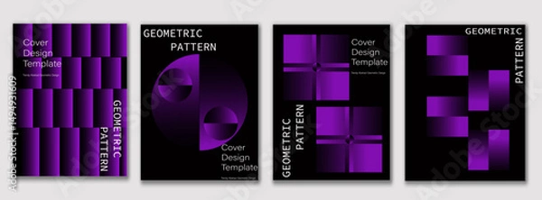 Obraz Modern gradient poster background vector set. Minimalist cover template with halftone collection. Ideal design for social media, cover, banner, flyer. 