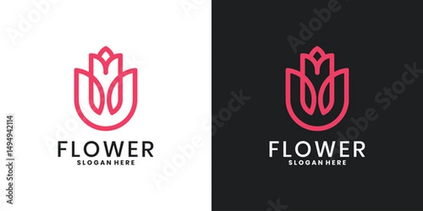 Obraz Flower logo with minimalist line art style
