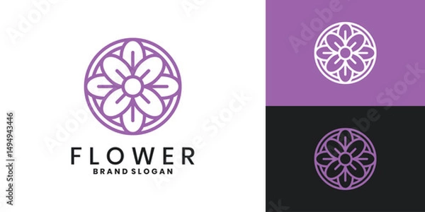 Obraz Elegant line flower logo design