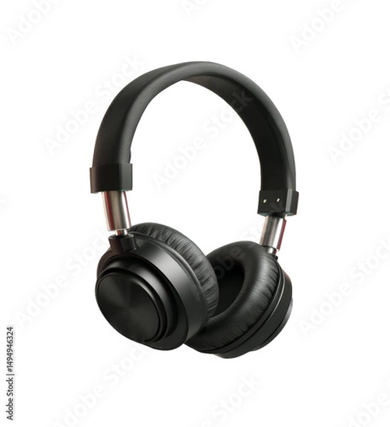 Fototapeta [Transparent Background PNG]Black Over-Ear Headphones Isolated on White Background