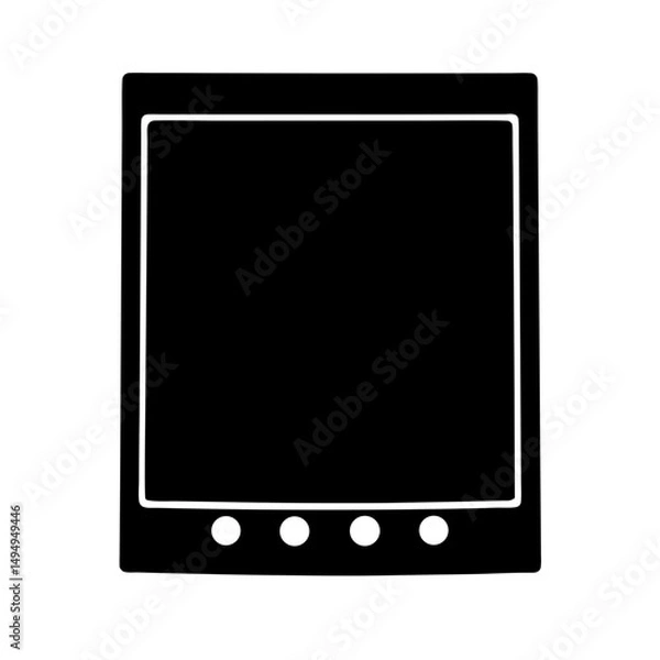 Fototapeta Isolated black and white vector illustration of tablet or handheld device