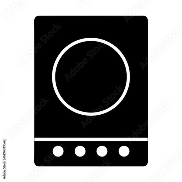 Fototapeta Black and white image of a portable electric induction cooktop stove