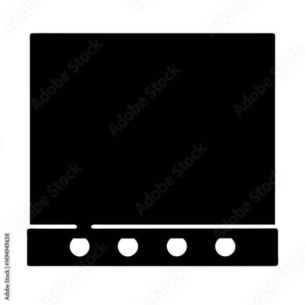Fototapeta Solid Black Image of a Modern Cooktop with Circular Burner Dials