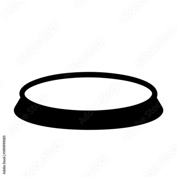 Fototapeta Simplified Black and White Illustration of a Circular Pet Bowl Structure
