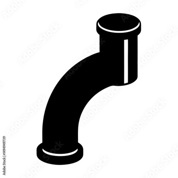 Fototapeta Isometric view of an elbow pipe, plumbing hardware and construction element