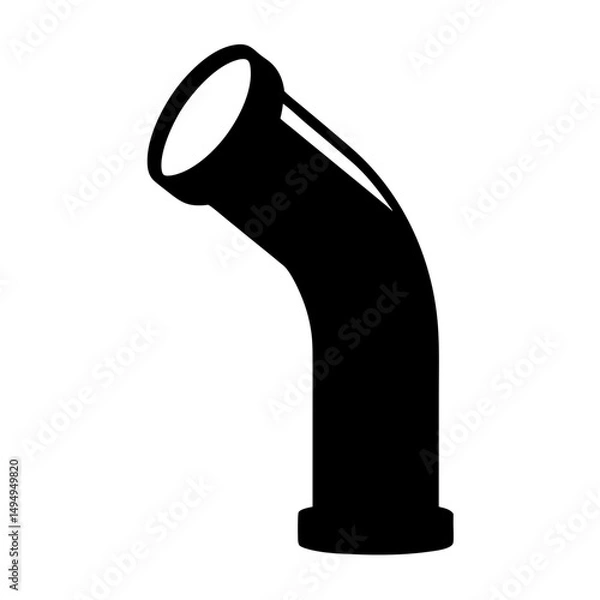 Fototapeta Black and White Illustration of a Pipe Elbow Fitting Component Part