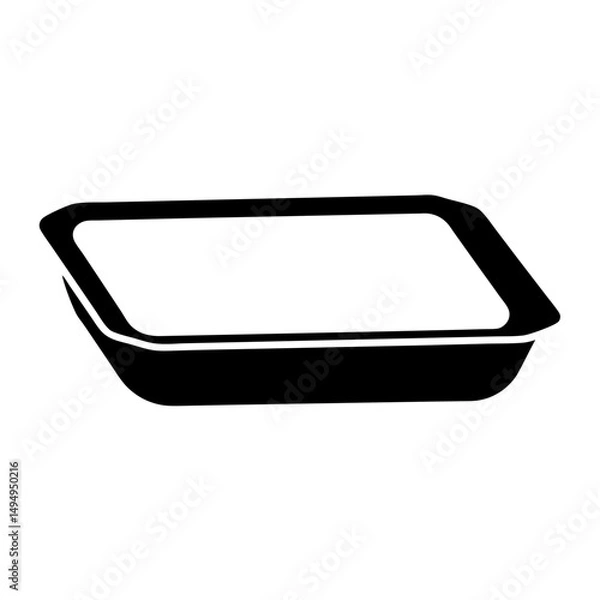 Fototapeta Black silhouette of a rectangular plastic container, food storage item
