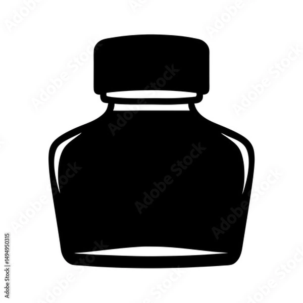 Fototapeta Stylized black ink bottle icon with geometric shape and flat design