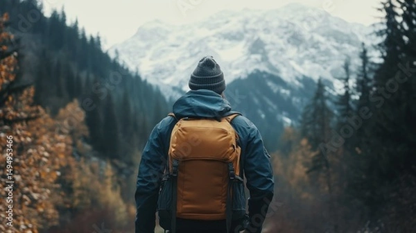 Obraz Hiker in mountain scenery