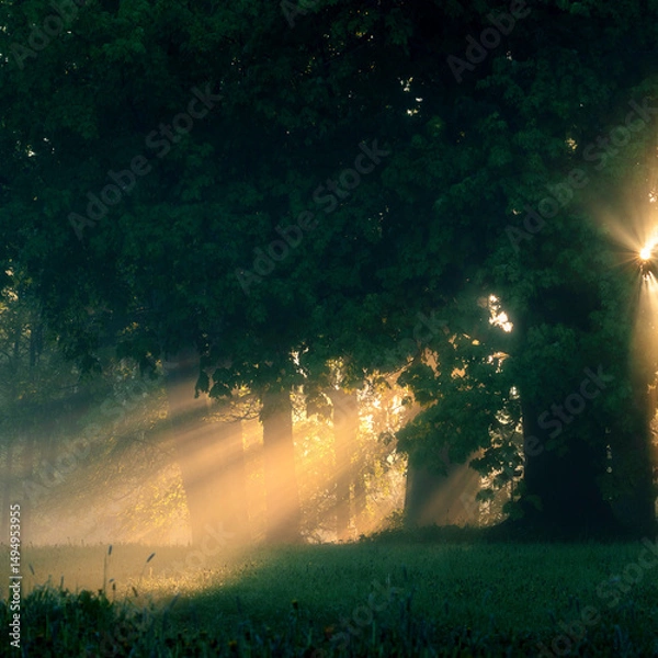 Obraz sunrise in the forest