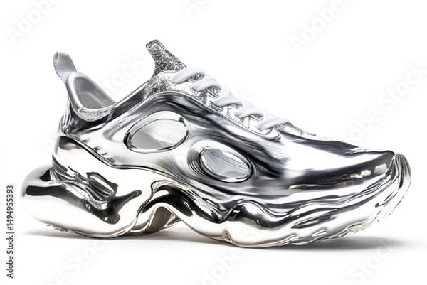 Obraz Futuristic Sneaker Lab with Sci-Fi Liquid Metal Design