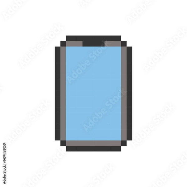 Obraz Mobile phone illustration with pixel design. Isolated vector icon on white backgroundv
