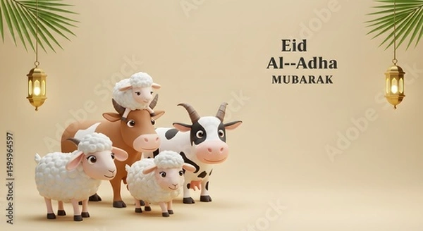 Fototapeta Islamic background with Eid al-Adha theme with soft colors for banner 