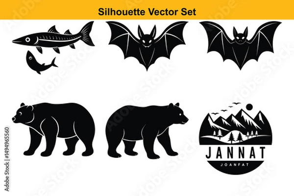 Fototapeta Vector silhouette set high quality design