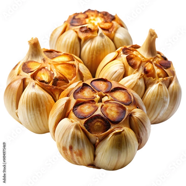 Obraz Roasted Garlic Cloves Isolated on White Background