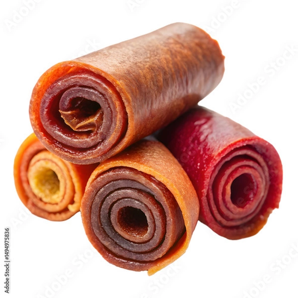 Fototapeta Rolled Fruit Leather Isolated on White Background