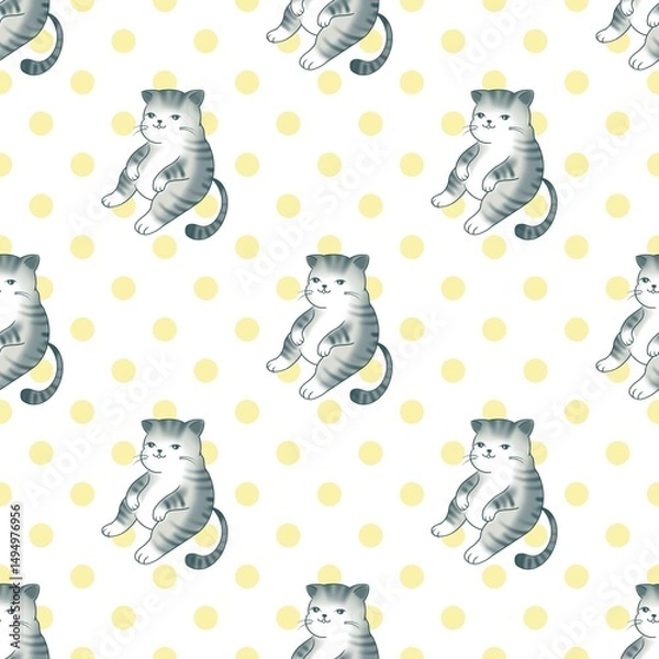 Fototapeta A fat cat with a sagging belly is perfect for screen printing on surfaces.