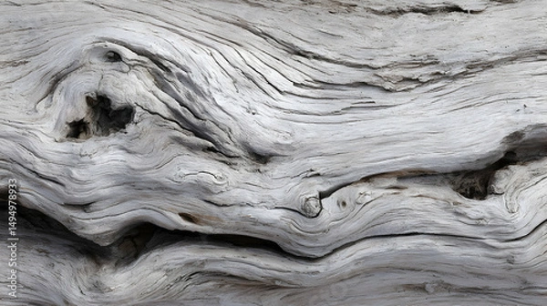 Obraz Weathered driftwood texture displaying intricate wood grain patterns in shades of gray and white creating a stunning natural abstract pattern