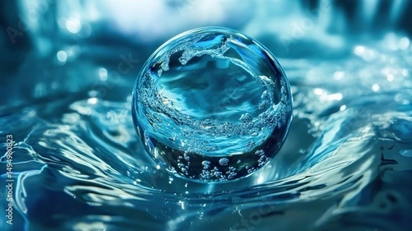 Obraz water drops on blue background