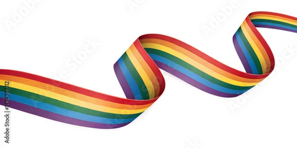 Fototapeta Rainbow Pride Ribbon Swirl on Transparent Background