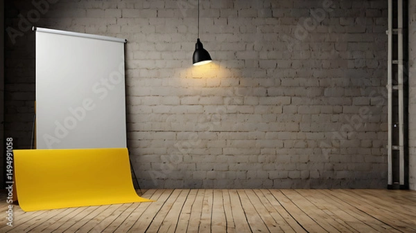 Fototapeta solid background single yellow color product Banner 
