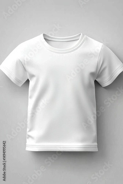 Fototapeta White T shirt mockup design on gray background. Copy space add design or logo. Generative Ai