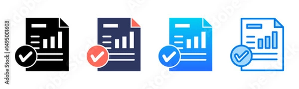 Fototapeta Reports icon sheet multiple style collection