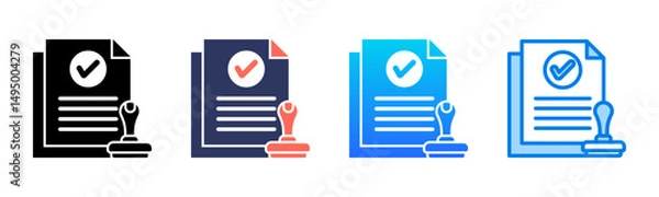 Fototapeta Approvals icon sheet multiple style collection