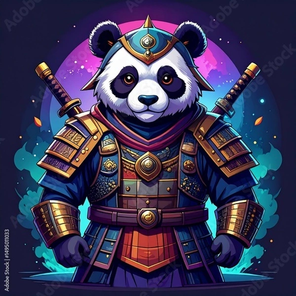 Obraz Panda Samurai Warrior of the Night Sky