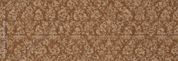 Fototapeta Intricate brown & beige damask, seamless repeat, surface, design element